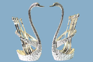 SAT-ETDZSPS : Silver Plated designer Swan Spoon & fork  Set