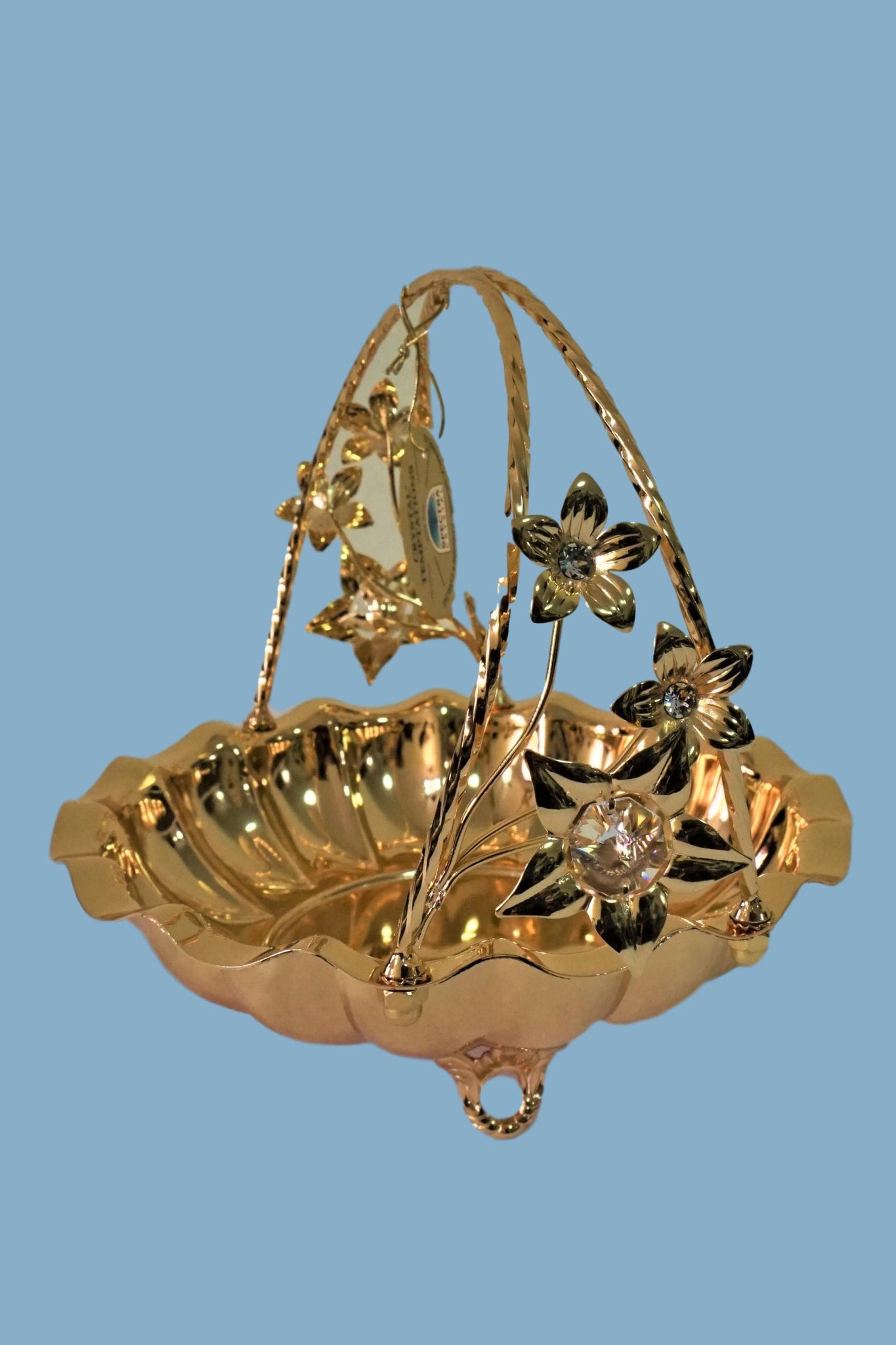 SAT-U4660PPG : 24K Gold plated Designer Basket with Crystal Flower Handle