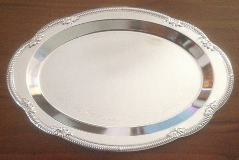 SAT 2001 - Silver Color Oval Shape Multipurpose Plate - Large Size