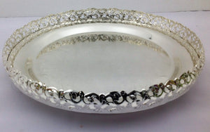 SAT 2003 - Silver Coated Floral Design Round Plate