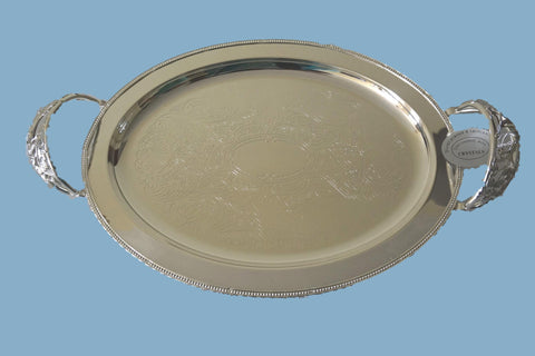 SFP-81149-SS : Small Size full silver Designer Oval  Trays without stones