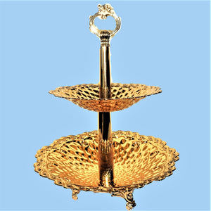 SFP-811756G : 24K Gold Plated Two Tier Fruit/Sweet Basket