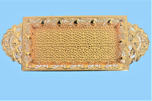 SFP-811793S : 24K Gold Plated Rectangle Tray with Austrian Crystals with Ball feet