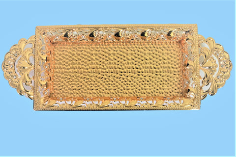 SFP-811793S : 24K Gold Plated Rectangle Tray with Austrian Crystals with Ball feet