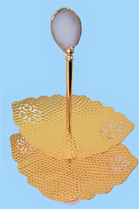 SFP-811868G : 24K Gold plated Two Tier Medium Size Leaf Design Display Tray