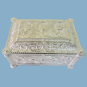 SFP-88153MS : 24K Silver Plated Designer Jewelry Box - Rectangle