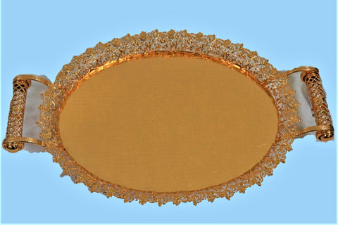 SNJ-X015 :  Stylish collection  - Medium size Gold Plated Oval Shape Single Tray