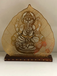 SBL - G1- Ganesha in Big leaf made of brass with gold plating
